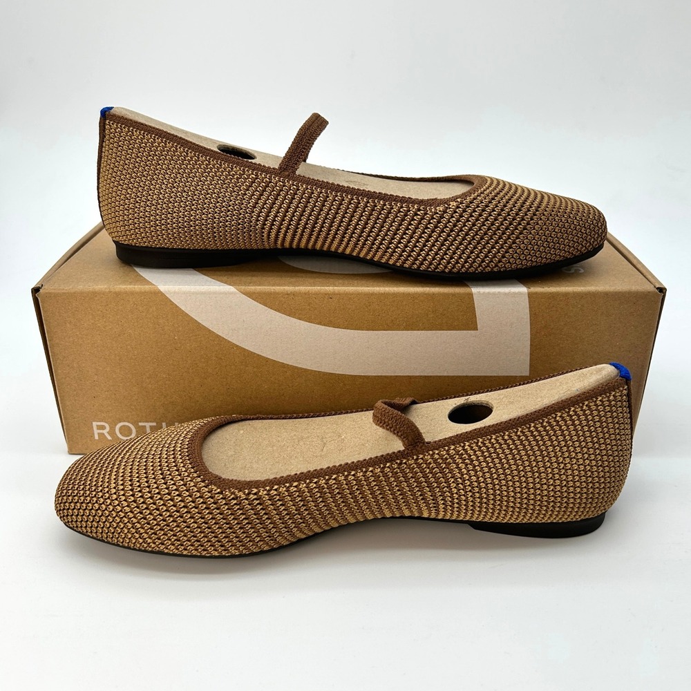 Rothy's The Max Square Mary Jane Womens Size 8 Brown Tan Sustainable Knit NEW - Picture 2 of 7